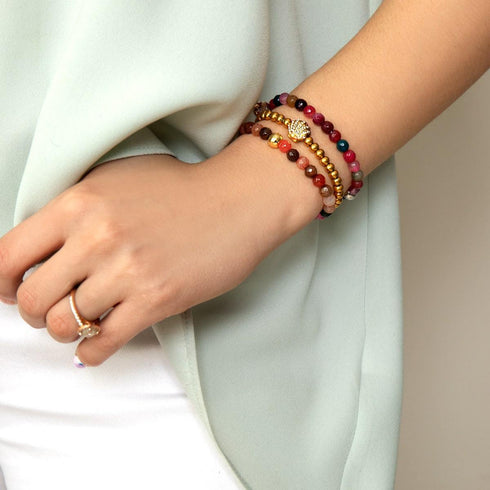 Regenbogenachat | 925er Sterlinggold Vermeil | Heilsteinperlenarmband